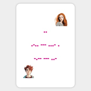 I Love You in Morse Code - Art with Girl and Boy Sticker